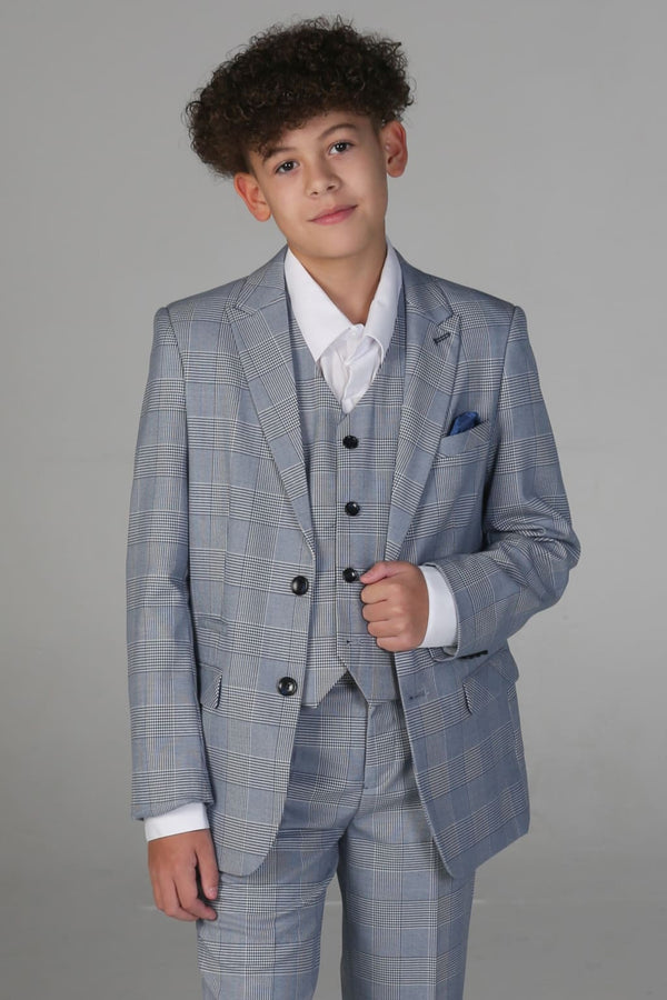 Device - Boy’s Mark Sky Blue Three Piece Suit - boys suits
