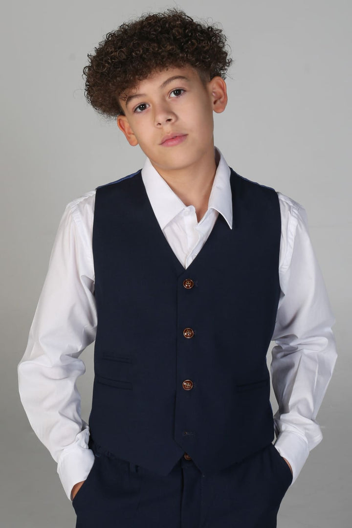 Device - Boy’s Mayfair Navy Three Piece Suit - boys suits