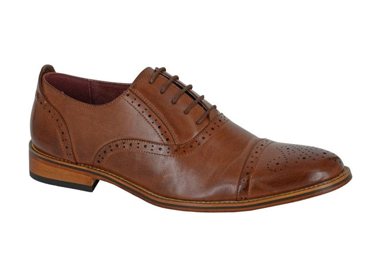 Goor Men’s Mid Brown Burnished Capped Lace Oxford Brogue Shoe - UK4 | EU38 - Shoes