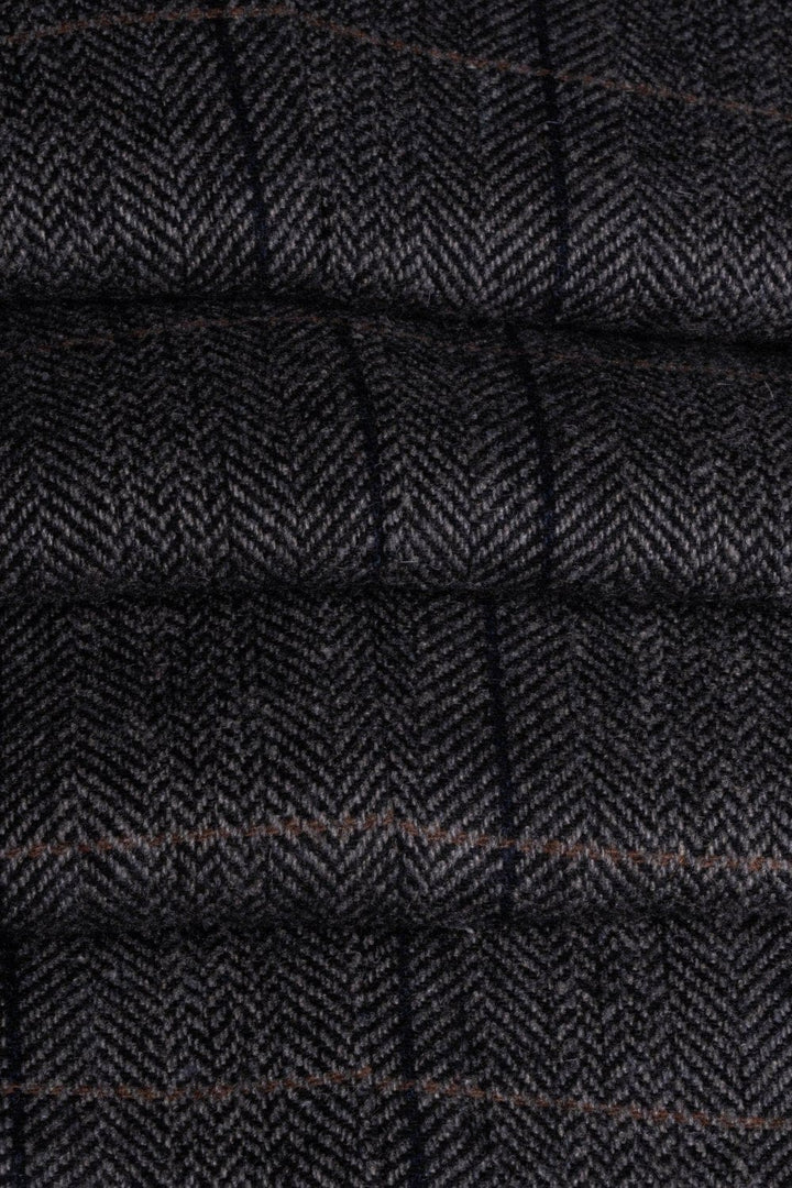Cavani Albert Grey Men’s Tweed Check Lapel Waistcoat - WAISTCOATS
