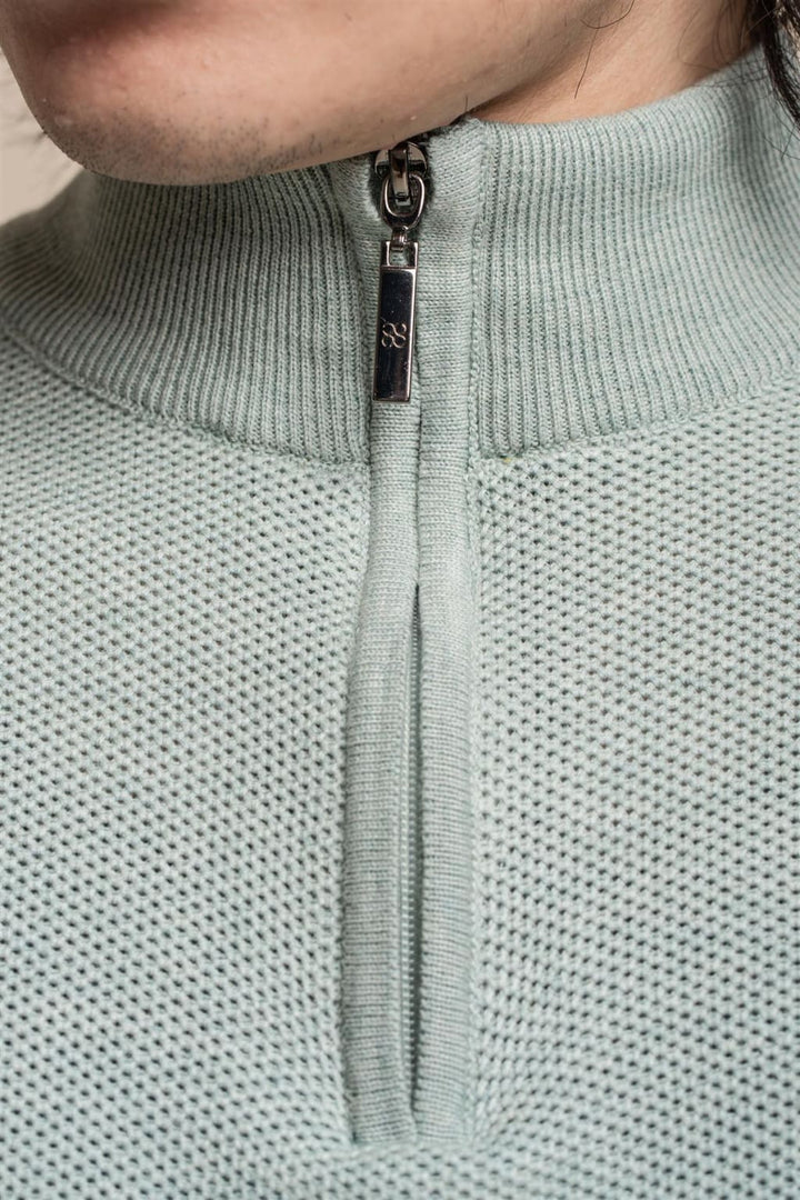 Cavani Men’s Kyle Almond Green Half-Zip Knitwear - Shirts