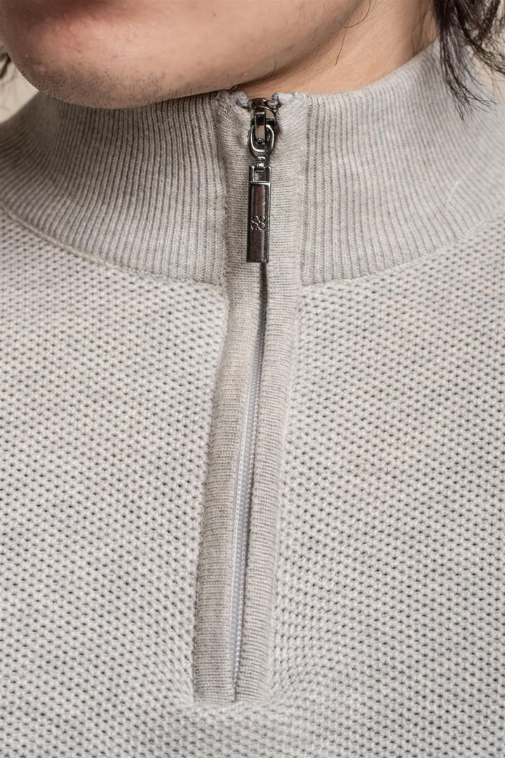 Cavani Men’s Kyle Mid Grey Half-Zip Knitwear - Shirts