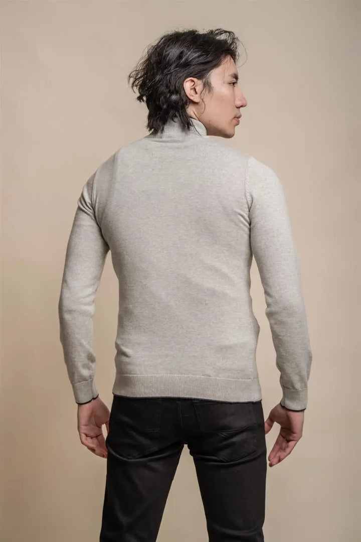 Cavani Men’s Kyle Mid Grey Half-Zip Knitwear - Shirts