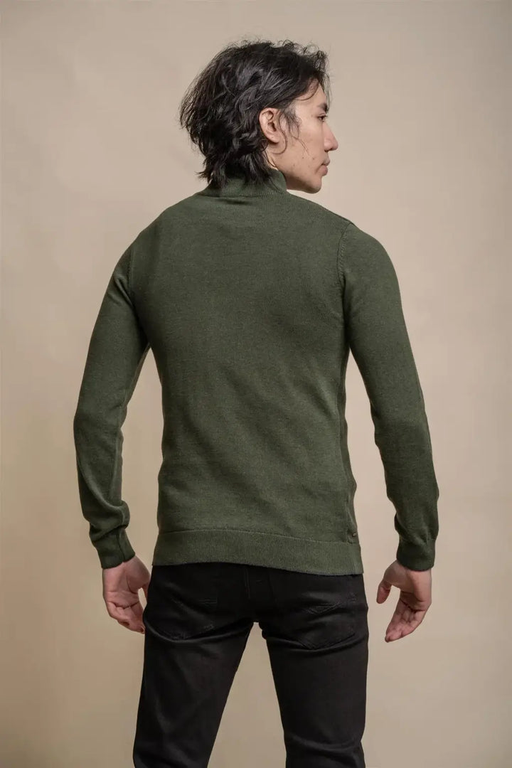 Cavani Men’s Kyle Olive Half-Zip Knitwear - Shirts
