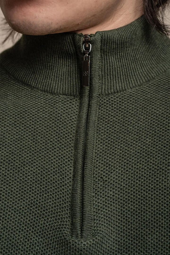 Cavani Men’s Kyle Olive Half-Zip Knitwear - Shirts