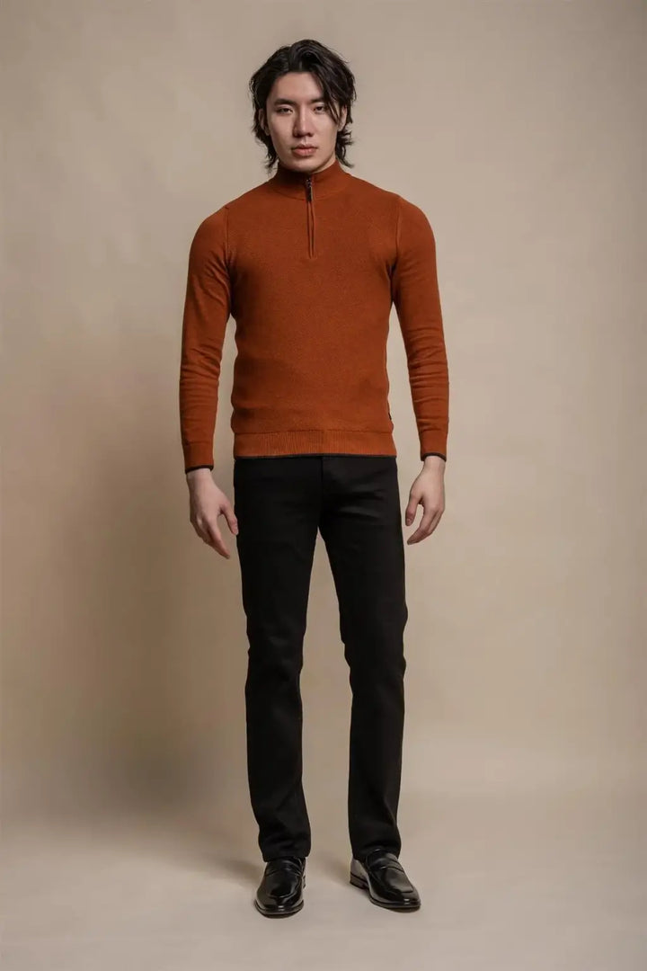 Cavani Men’s Kyle Rustic Half-Zip Knitwear - Shirts