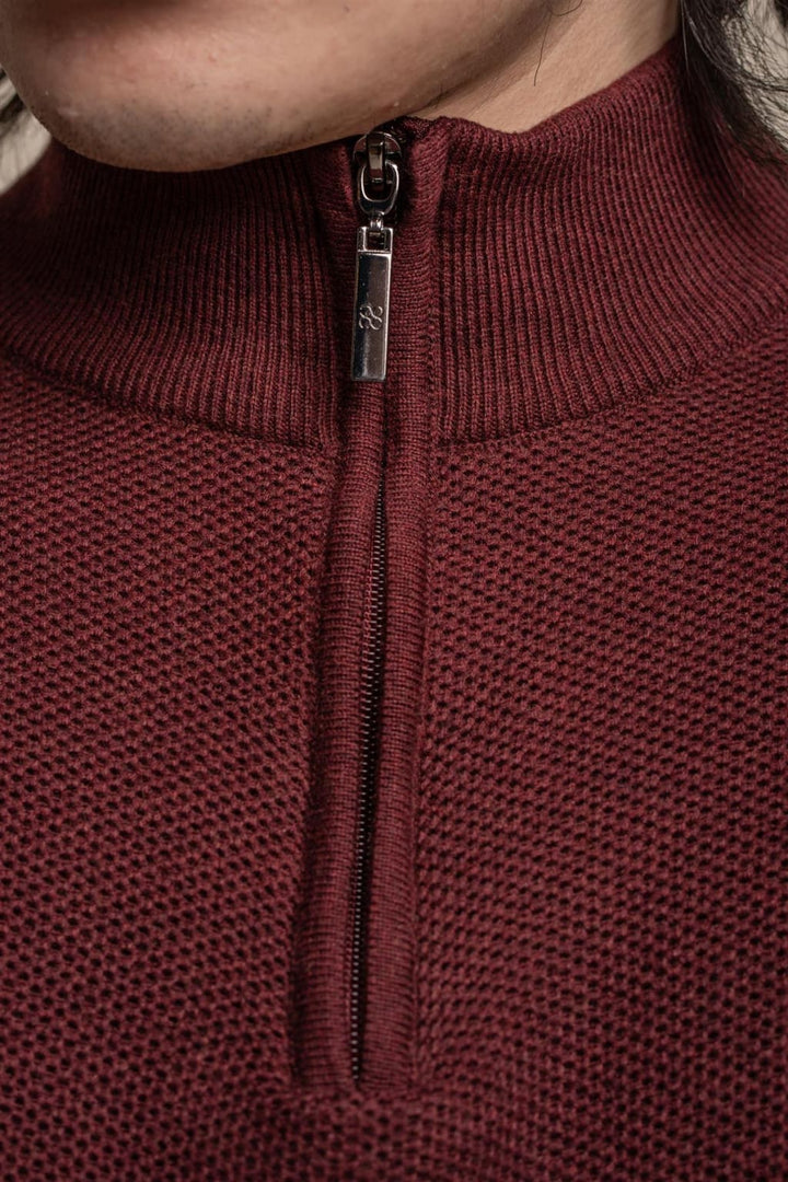 Cavani Men’s Kyle Wine Half-Zip Knitwear - Shirts