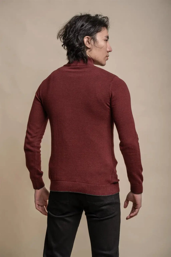 Cavani Men’s Kyle Wine Half-Zip Knitwear - Shirts
