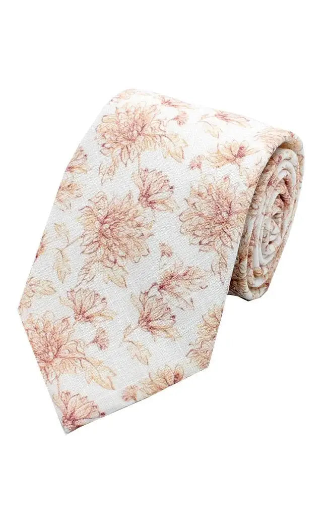 L A Smith Brown Linen Floral Tie And Hank Set - Accessories