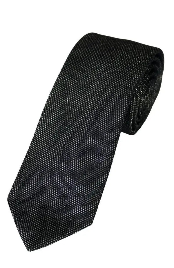 LA Smith Black And Silver Skinny Glitter Tie - Accessories