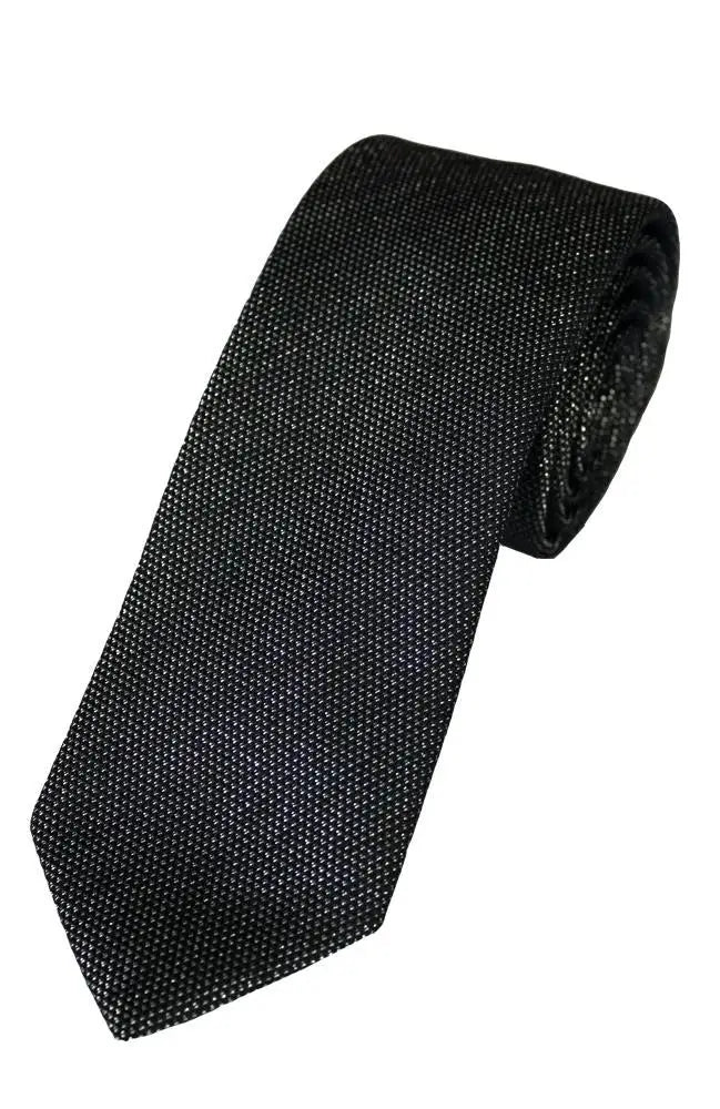 LA Smith Black And Silver Skinny Glitter Tie - Accessories