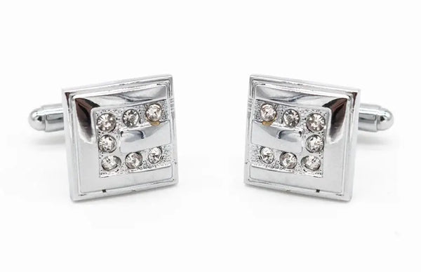 LA Smith Chrome Square Gem Cufflinks - Accessories