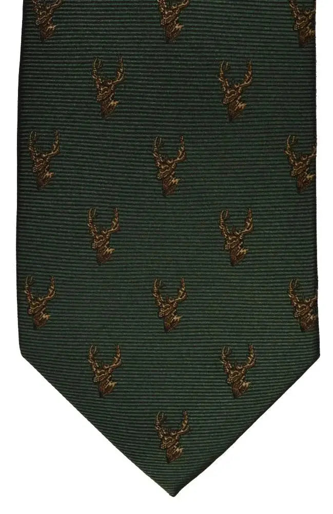 LA Smith Green Stag Silk Tie - Accessories