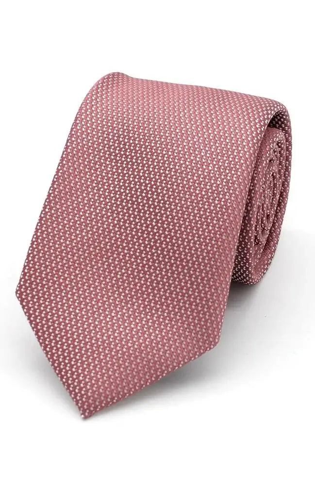 LA Smith Textured Plain Woven Wedding Poly Tie - Dusky Pink - Accessories