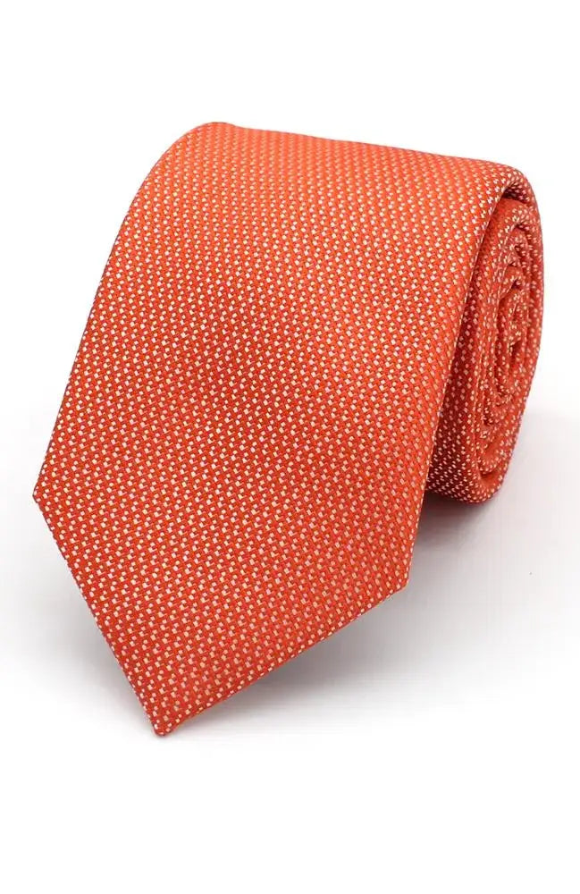 LA Smith Textured Plain Woven Wedding Poly Tie - Burnt Orange - Accessories