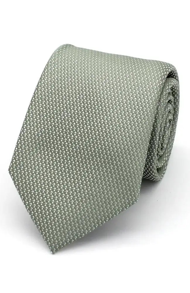 LA Smith Textured Plain Woven Wedding Poly Tie - Sage - Accessories