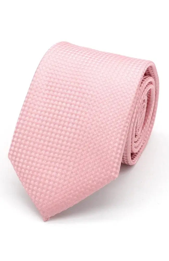 LA Smith Textured Plain Woven Wedding Poly Tie - Rose - Accessories