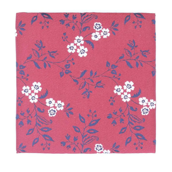 L A Smith Navy On Red Leafy Floral Hank - Accessories