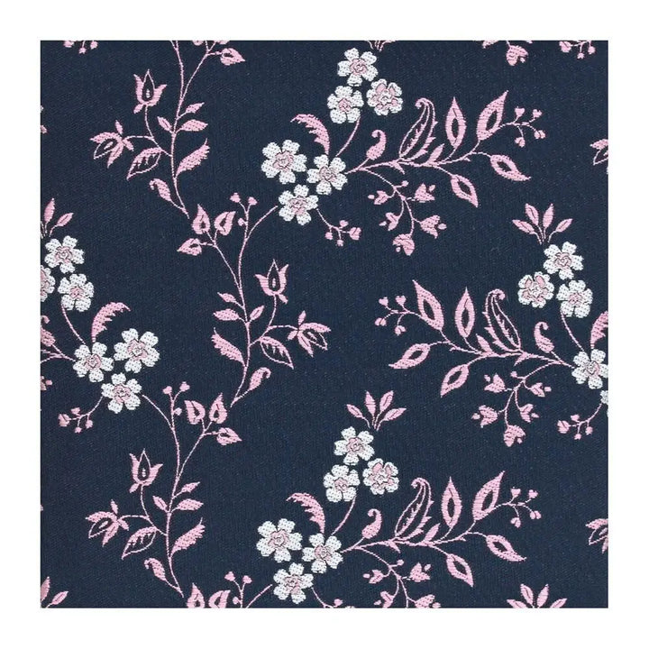 L A Smith Pink On Navy Leafy Floral Hank - Accessories