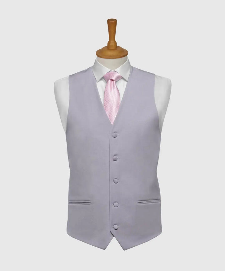 LA Smith Ascot Single-Breasted Fine Wool Formal Waistcoats - Grey / 36R - WAISTCOATS