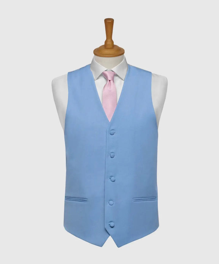 LA Smith Ascot Single-Breasted Fine Wool Formal Waistcoats - Blue / 36R - WAISTCOATS