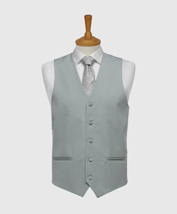 LA Smith Ascot Single-Breasted Fine Wool Formal Waistcoats - Sage / 36R - WAISTCOATS