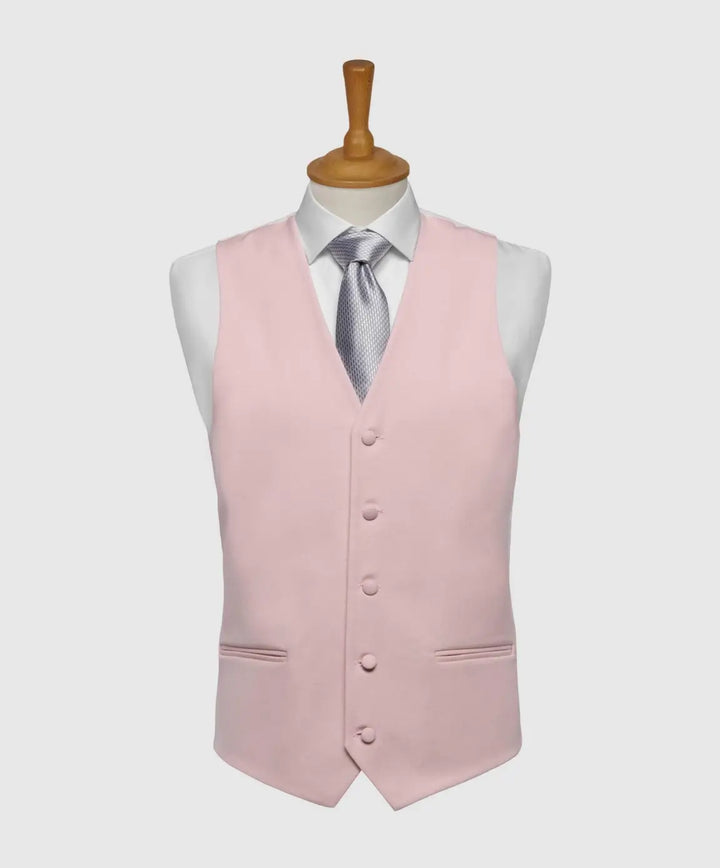 LA Smith Ascot Single-Breasted Fine Wool Formal Waistcoats - Pink / 36R - WAISTCOATS