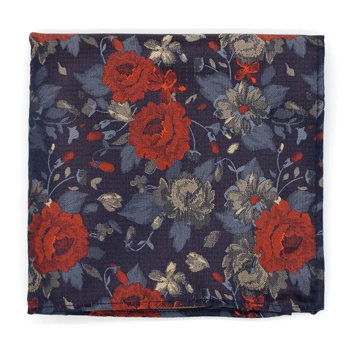 LA Smith Blue Large Floral Hank Pocket Square - Multi - Accessories