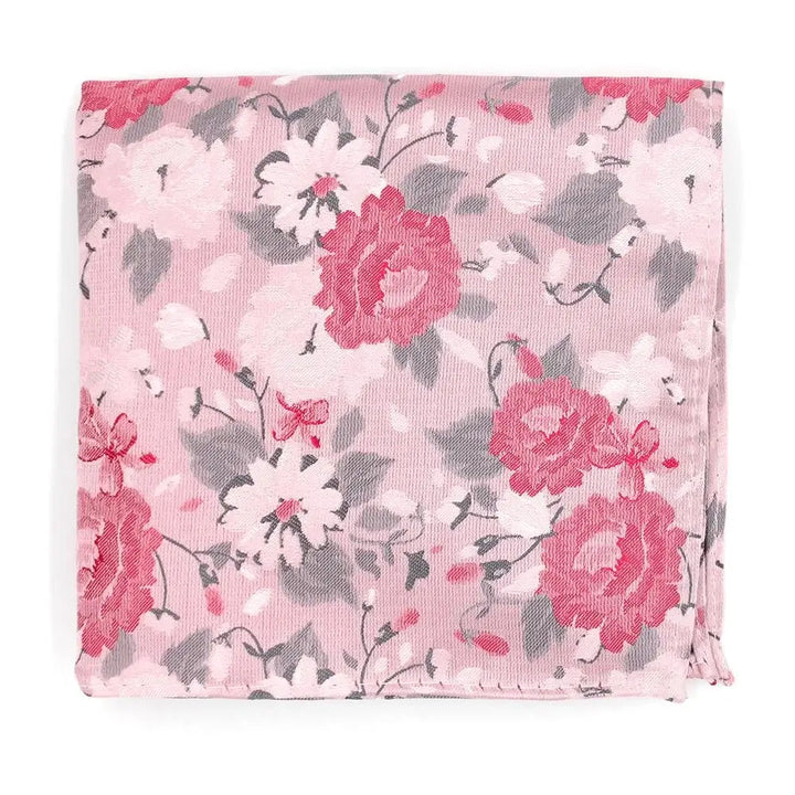 LA Smith Blue Large Floral Hank Pocket Square - Pink - Accessories