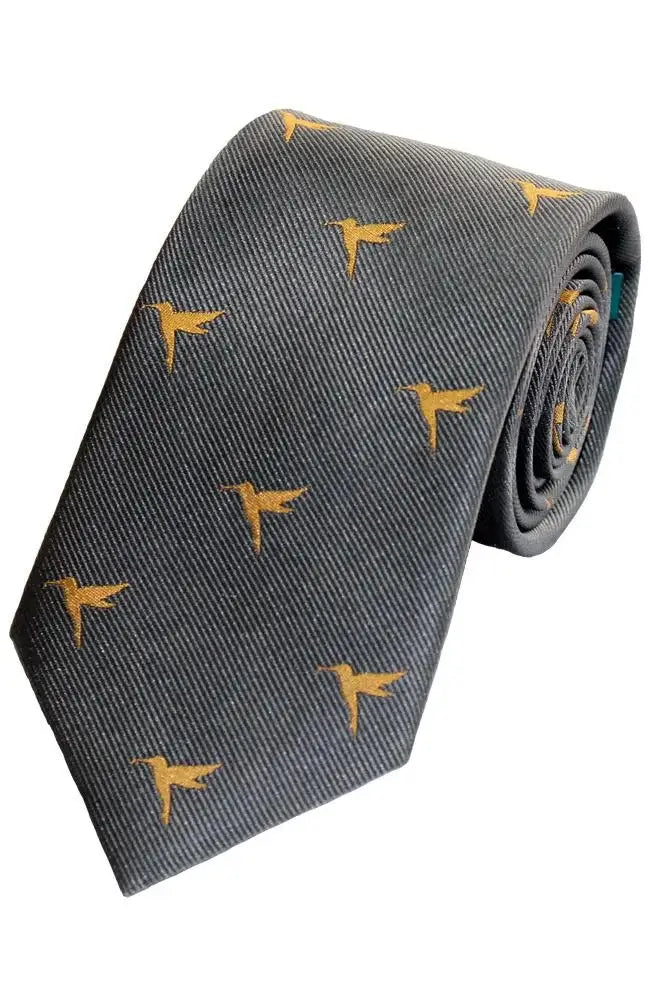 LA Smith Country And Hobby Hummingbird Silk Ties - Grey Accessories