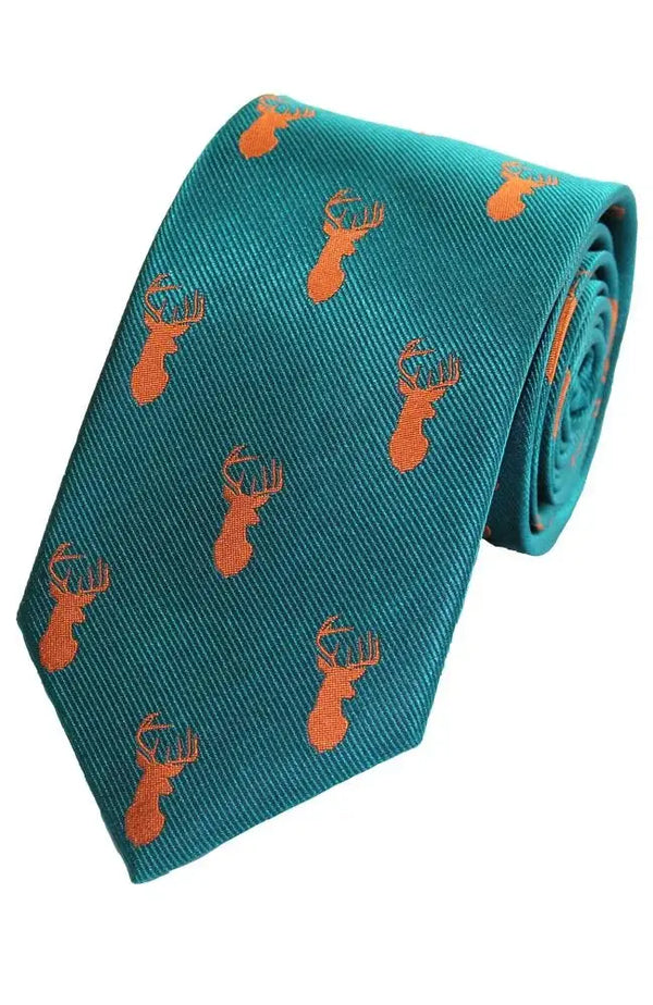 LA Smith Country And Hobby Stag Silk Ties - Green Accessories