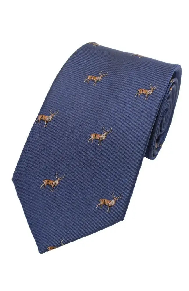 LA Smith Country And Hobby Stag Silk Ties - Navy Accessories