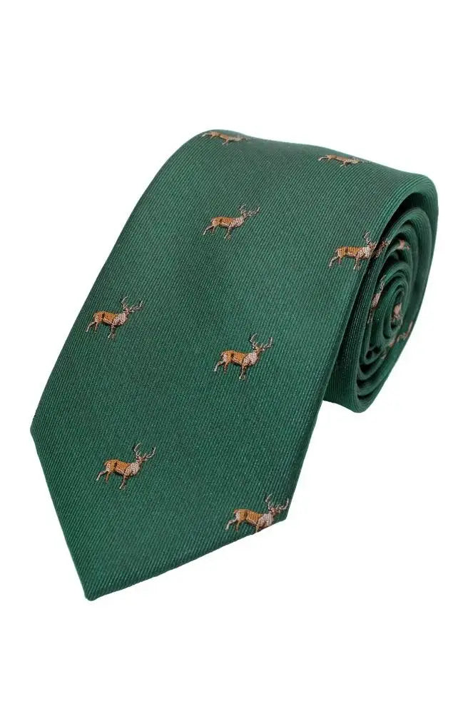 LA Smith Country And Hobby Stag Silk Ties - Green Accessories