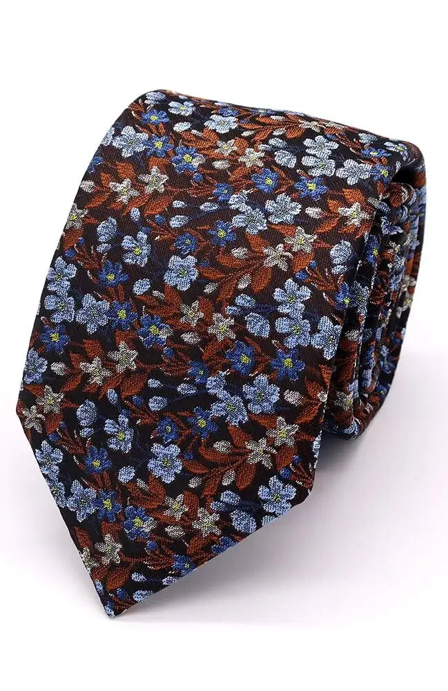 LA Smith English Hedgerow Woven Wedding Poly Ties - Blue And Cinnamon - Accessories