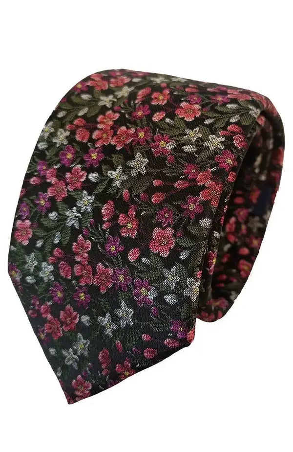 LA Smith English Hedgerow Woven Wedding Poly Ties - Pink And Green - Accessories