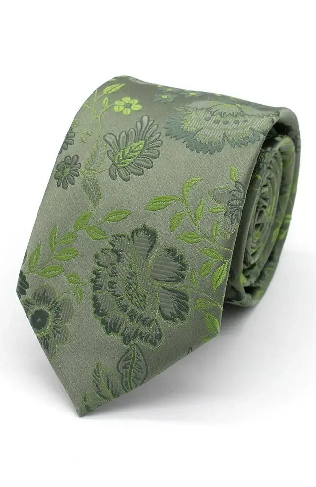 LA Smith Floral Woven Wedding Poly Ties - Sage Green - Accessories