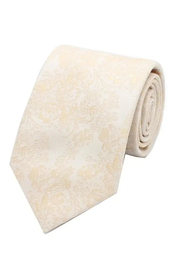 LA Smith Gold And Ecru Soft Floral Tie And Hank Set - Accessories