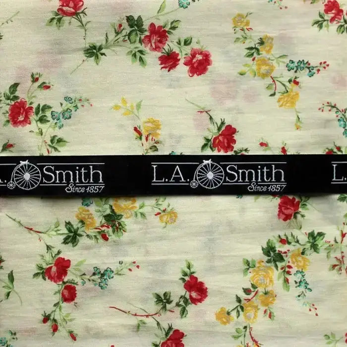 LA Smith Ivory Green Red Cotton Tie Made With Liberty Fabric - Accessories