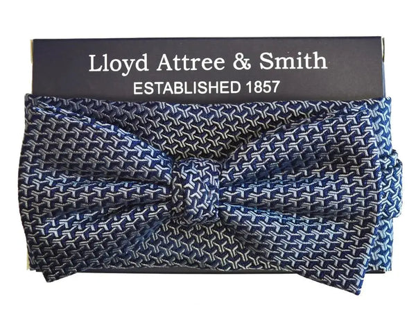 L A Smith Blue Silk Bow Tie And Hank Set - Accessories
