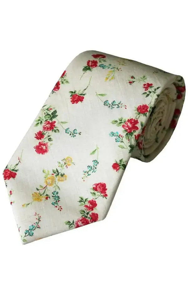 L A Smith Ivory Tie And Hank Set Made With Liberty Fabric - Accessories