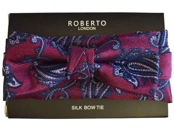 L A Smith Pink Slim Silk Bow Tie And Hank Set - Accessories