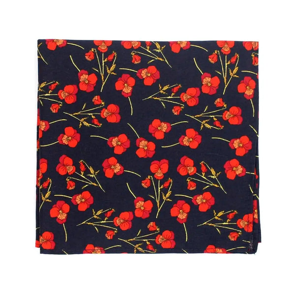 L A Smith Ros Red On Navy Liberty Art Fabric Hank - Accessories