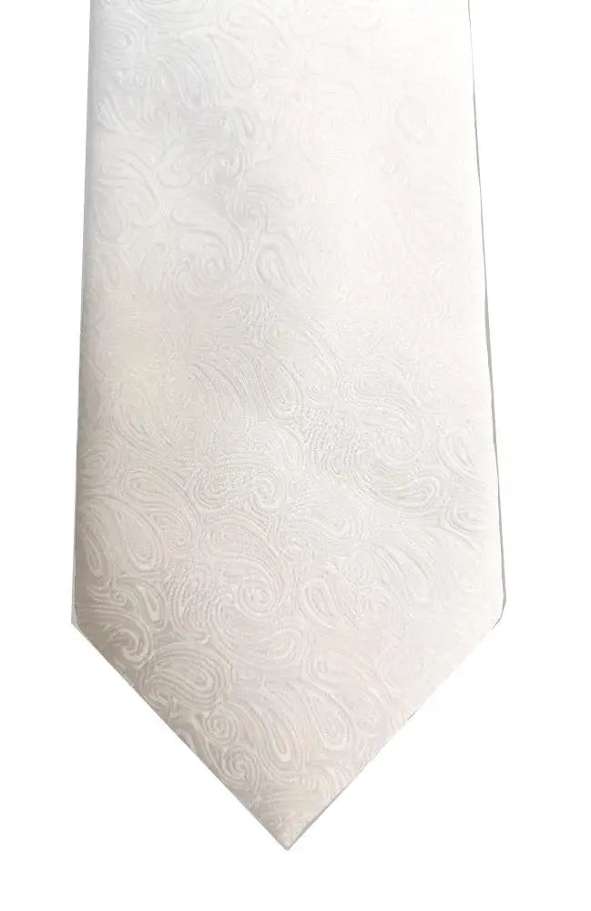 LA Smith Paisley Woven Wedding Poly Ties - White - Accessories