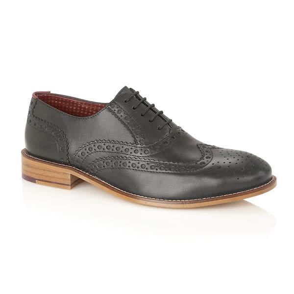 London Brogue Gatsby Brogue Black Wide Fit Men’s Shoes - UK7 | EU41 - Shoes