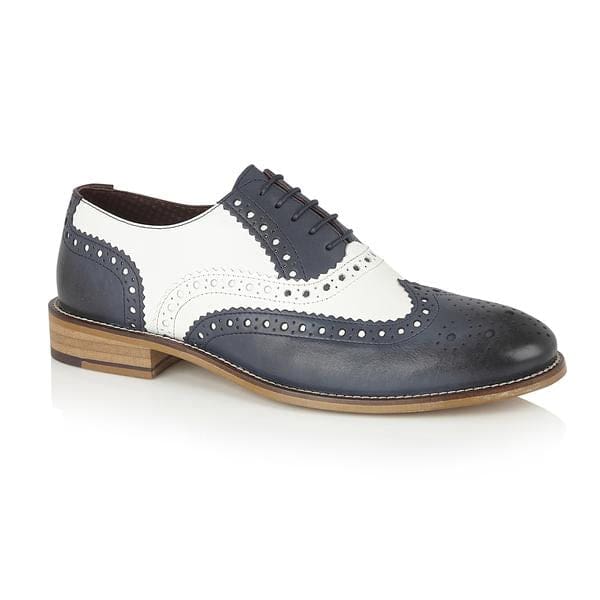 London Brogue Gatsby Leather Brogue Navy/White Men’s Shoes - UK7 | EU41 - Shoes