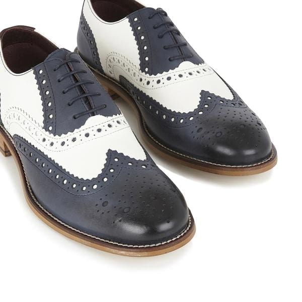 London Brogue Gatsby Leather Brogue Navy/White Men’s Shoes - Shoes