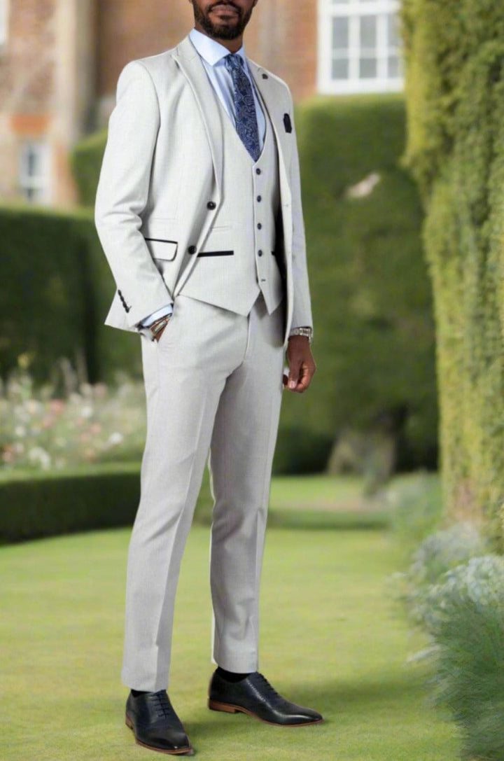 Marc Darcy Bromley Stone Check Three Piece Suit - Suit & Tailoring