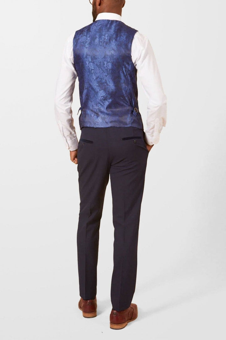 Marc Darcy Bromley Navy Single Breasted Check Waistcoat - WAISTCOATS