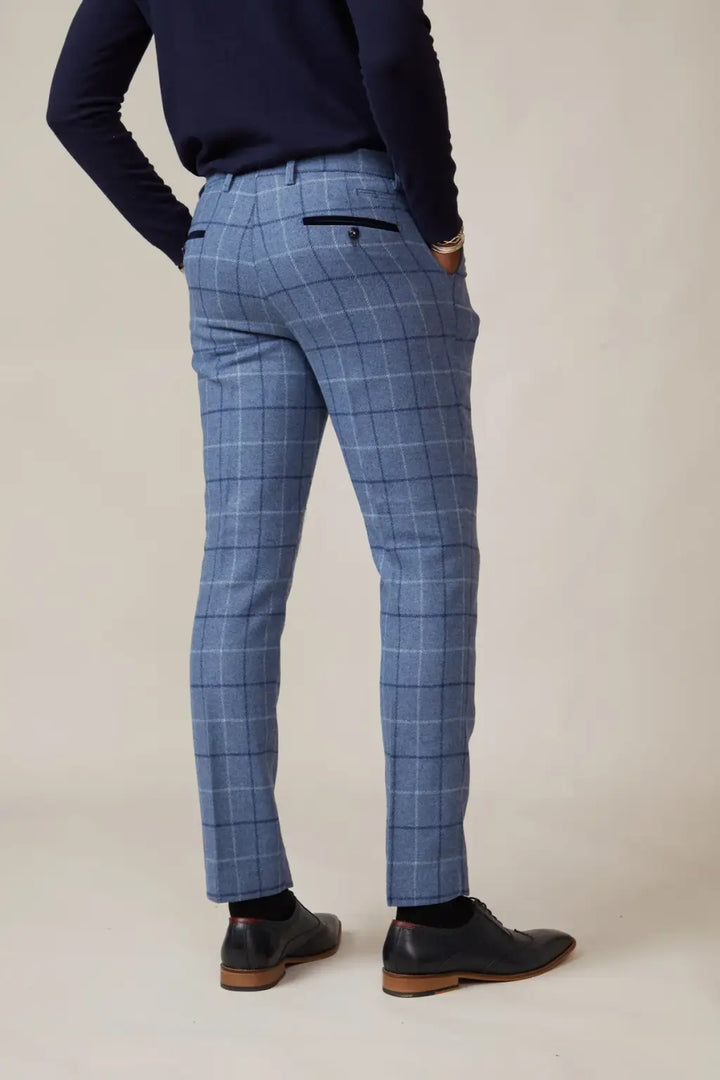 Marc Darcy Clinton Blue Tweed Trousers - MENSWEARR.COM - MEN’S SUIT TROUSERS