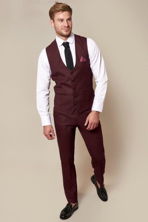 Marc Darcy Danny Wine Tailored Waistcoat - Suit & Tailoring